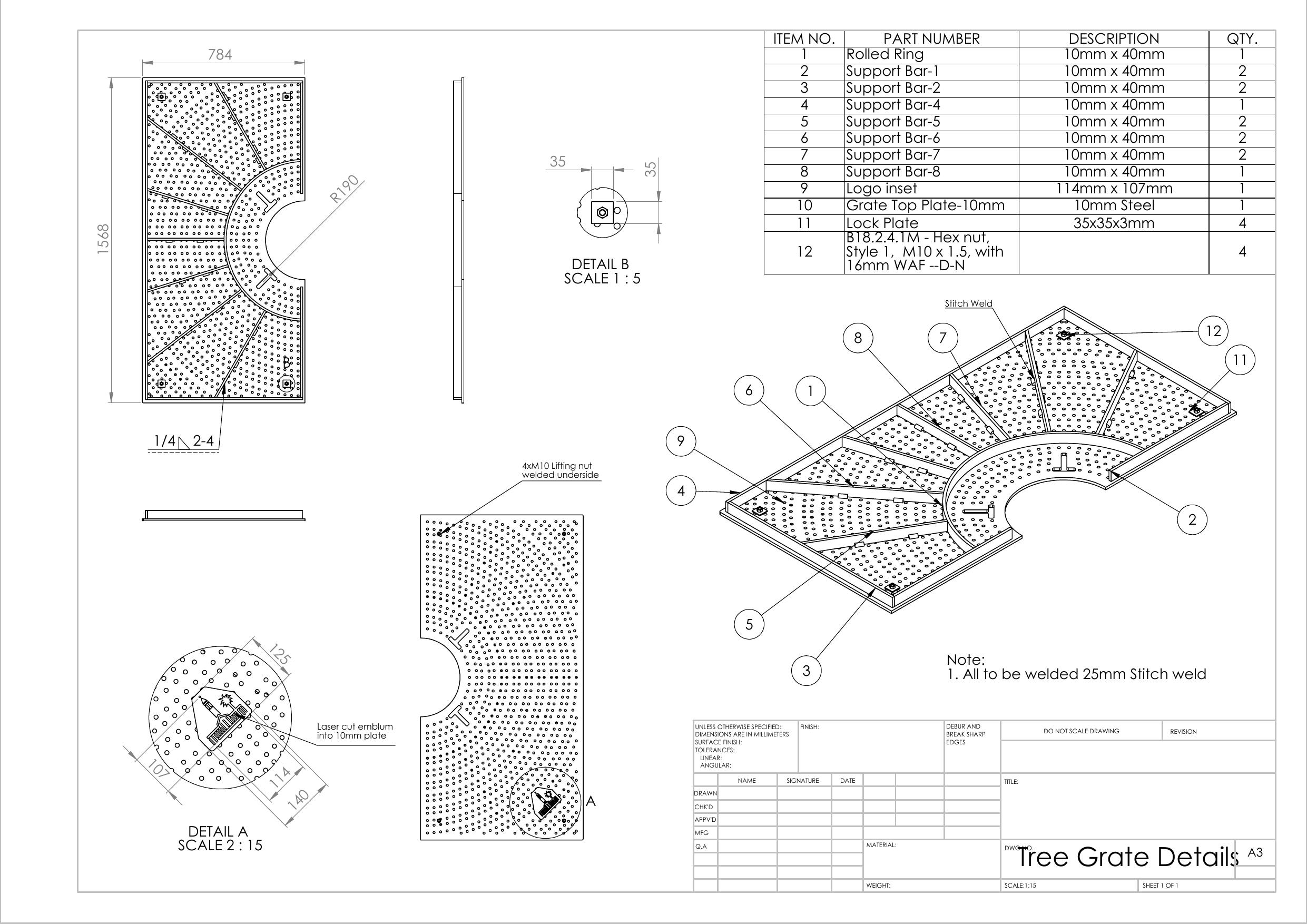 Tree grate fabrication drawing